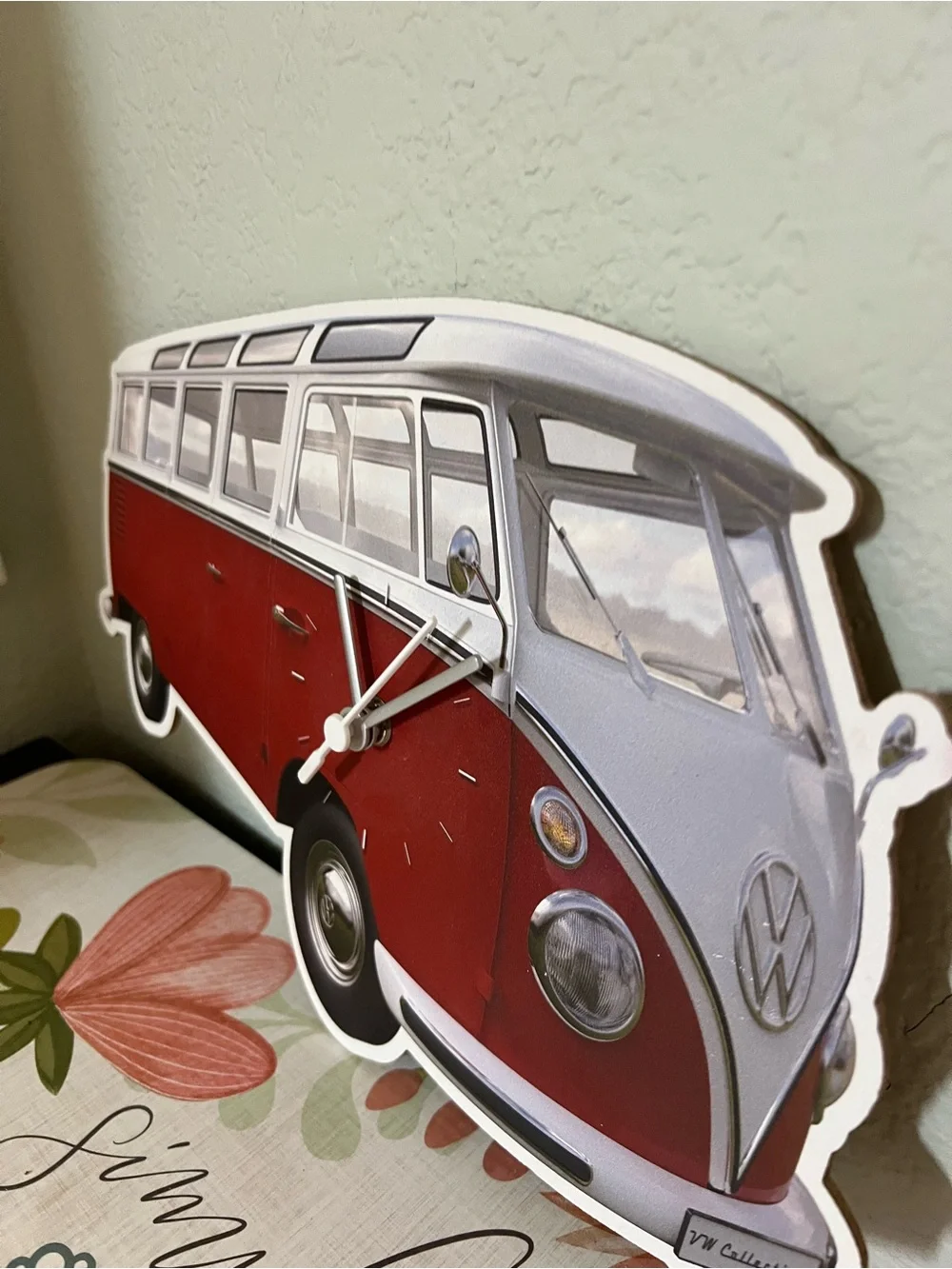 NEw Vintage VW Red and White Camper Bus Wall Clock